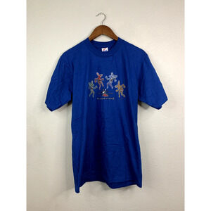 Vintage Yellowstone Shirt Dancing Moose Blue Tee Jerzees VTG 1997 90s Large